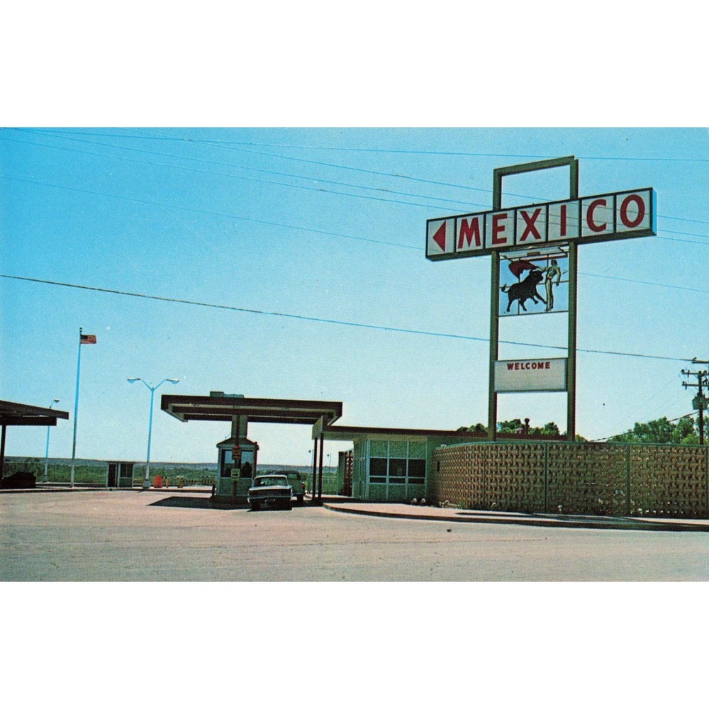 Vintage 1969 Mexico International Bridge Del Rio Texas Postcard Ciudad Acuna - Picture 1 of 2